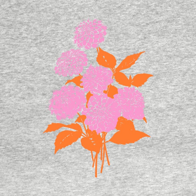 Flower Bouquet Illustration in Pink and Orange by ApricotBirch